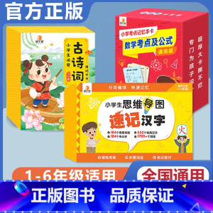 [语数 3册]速记汉字+必背古诗词+考试重点及公式 小学通用 [正版]贝丁兔小学思维导图速记汉字手卡 语文词语积累大全训