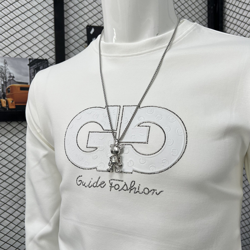 潮牌欧货卫衣男士字母烫钻潮流时尚长袖体恤打底衫修身圆领上衣潮_1