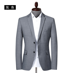 春秋男式纯色开叉休闲西服男修身韩版小西装男士西服外套