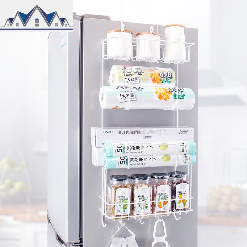 创意冰箱侧挂架厨房收纳调料置物架多功能保鲜膜挂钩架壁挂式 三维工匠