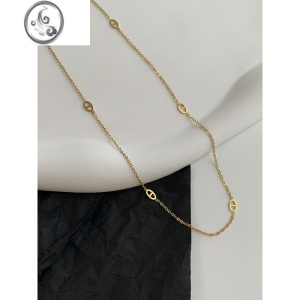 JiMi[迷度]极简冷淡风猪鼻子项链百搭日常锁骨链女颈链时尚新款 金色项链