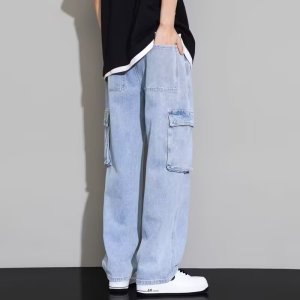 美式工装牛仔裤男秋冬时尚时尚男女休闲裤子_415