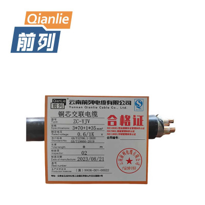 前列Qianlie 铜芯交联电缆 ZC-YJV-0.6/1KV-3×70+1×35mm2 米