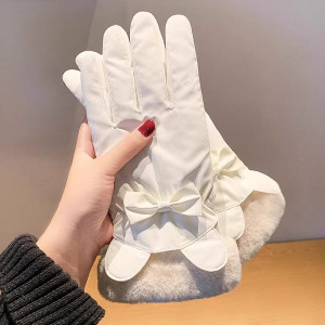 手套女冬季加厚加绒骑车防寒可触屏女士冬天骑行电动车保暖棉手套