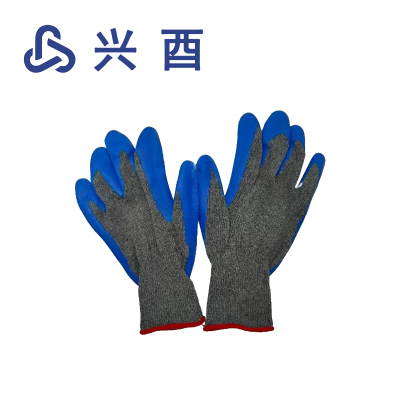 兴酉 灰纱蓝棉线防滑皱纹手套 MH-1 双