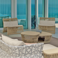 金菲罗格 北欧户外沙发庭院藤编转角沙发组合室外双人藤椅沙发(2单人+2茶几)