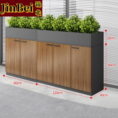 锦北木质文件柜办公室矮柜茶水柜收纳柜[花槽款5门]200*40*100cm