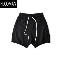 HLCOMAN美式短裤男宽松卷边四分不过膝灰色运动裤棉质跑步训练休闲篮球裤