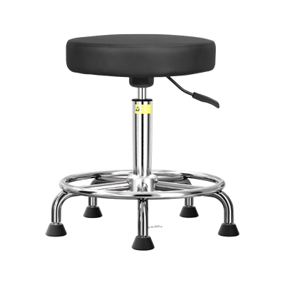 臻远ZY-7959实验室凳子旋转升降凳PU皮 43-56cm圈脚黑脚杯款