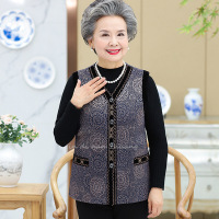 迪鲁奥（DILUAO)2019年秋季冬中老年人女装春秋装奶奶薄款马夹老人妈妈装坎肩背心外套