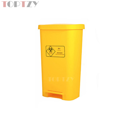 toptzy TZ4060413 医疗垃圾桶脚踏式垃圾箱黄色带盖废物回收箱 50升