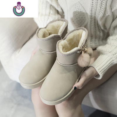 FISHBASKET雪地靴女2020年新款冬季韩版百搭女靴加绒加厚短筒棉鞋可爱保暖鞋靴子