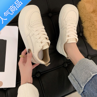 SUNTEK芒果头小白鞋女2023春秋新款宽头平底温柔风圆头老爹运动休闲板鞋