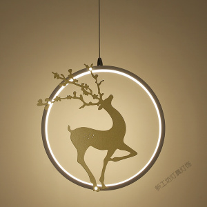 苏宁放心购 北欧小鹿吊灯创意个性卧室床头灯简约现代玄关入户过道吧台餐厅灯