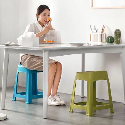 茶花贝壳家用成人 塑料凳子防滑板凳简约 橘色 47cm4个装