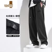 YANXU新款工装裤男日系宽松直筒大码休闲阔腿裤子潮卡其色男裤夏季