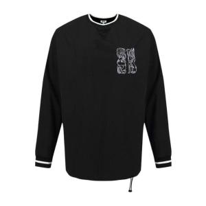 高田贤三(Kenzo)纯棉圆领印花卫衣男休闲百搭套头衫条纹袖口透气 黑色 S