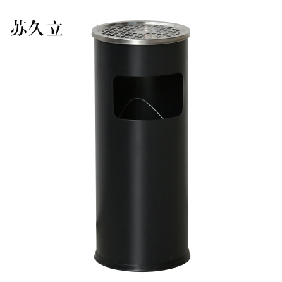 苏久立不锈钢垃圾桶烟蒂柱灭烟桶带烟灰缸室外电梯口立式丽格圆形黑色