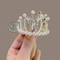 珍珠皇冠抓夹高马尾固定神器后脑勺小号发夹女鲨鱼夹子头饰新款高送女朋友老婆情人节七夕生日礼物
