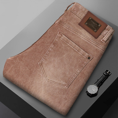 JEEP SPIRIT高档彩色牛仔裤男士修身水洗潮流青年百搭牛仔裤男裤