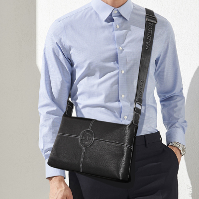 Padieoe单肩包男士包包新款欧美时尚潮男休闲斜跨包男包NB181249-3H黑色