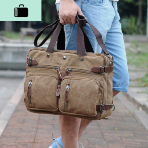 帆布手提包斜挎单肩双肩背包大容量电脑包工作包文件包多功能男包NEW LAKE男士手提包