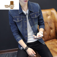YANXU男士印花牛仔外套款韩版潮流帅气上衣服青少年休闲工装夹克衫