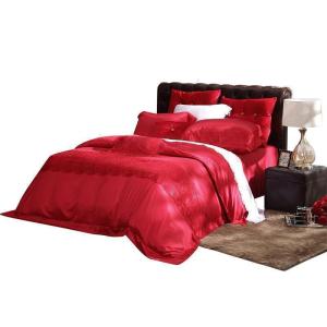 美帮汇家纺婚庆四件套大红蕾丝床单被套结婚喜庆1.8米床上用品 皇冠加冕(红)四件套 1.8M（248×248）