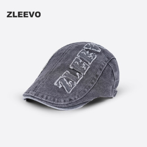 牛仔前进帽复古水洗做旧贝雷帽男女春秋季鸭舌文艺报童帽子