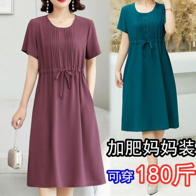 中老年2021年新款衣服连衣裙夏季显瘦胖mm裙子大码宽松女妈妈装潮威珺