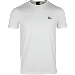 Hugo Boss男士修身弹力速干高尔夫圆领T恤亮白色运动休闲衫