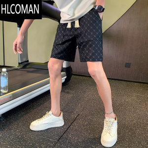 HLCOMAN速干卡其色短裤男潮牌ins夏季新款2023百搭宽松休闲五分裤子男装