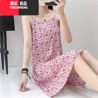 YIBUSHENG无袖棉绸连衣裙女洋气外穿吊带裙季胖mm大码中长款人造棉沙滩裙