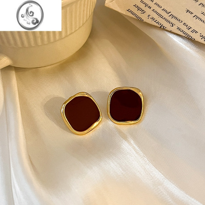 JiMi法式方形复古银银耳钉女2023年新款潮小众设计高级感耳环轻奢耳饰