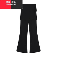YIBUSHENG假两件黑色高腰休闲裤女春设计感可拆卸微喇叭裤马蹄裤