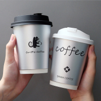 双层加厚拉丝银色纸杯 400ml