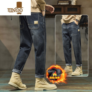 YANXU美式复古牛仔裤男士2023春新款潮牌宽松直筒休闲哈伦长裤子