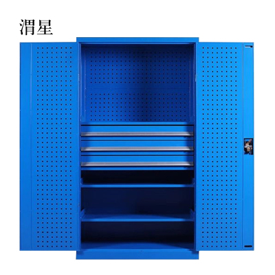渭星工具柜加厚铁皮储物柜工厂车间用带抽屉汽修多功能收纳柜通门内三抽柜蓝色