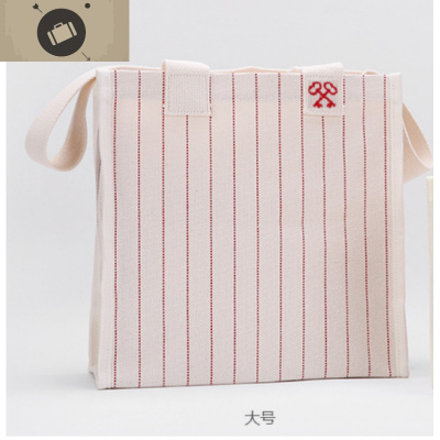 韩国小众ins条纹帆布包女单肩购物袋简约百搭手提斜挎收纳包文艺艾狄伊娃女手包