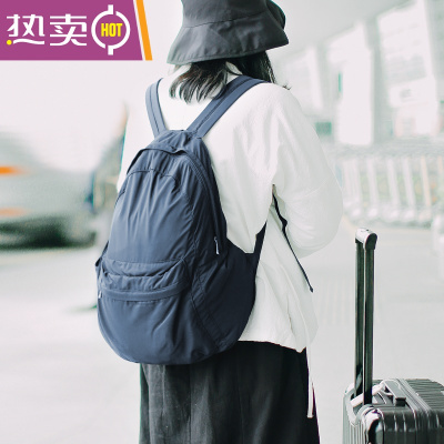 NEWLAKE旅行双肩包女大容量可折叠户外背包旅游男出差运动轻便收纳书包藏青色其他