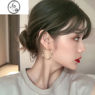 JiMi圆圈耳环小众设计感高级气质耳钉女2023新款简约时尚银银耳饰