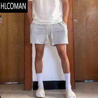 HLCOMAN美式短裤男宽松卷边四分不过膝灰色运动裤棉质跑步训练休闲篮球裤