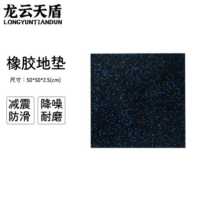 龙云天盾健身房地垫运动地胶垫室内减震防滑健身地垫环保隔音橡胶地垫50*50*2.5CM 黑蓝
