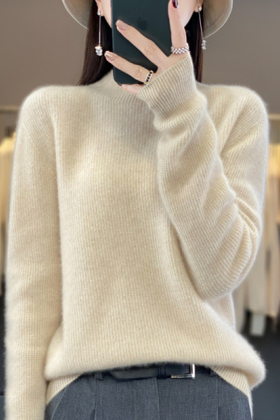 25秋冬新款一线成衣羊毛衫半高领两面穿套头长袖打底衫内搭毛衣女