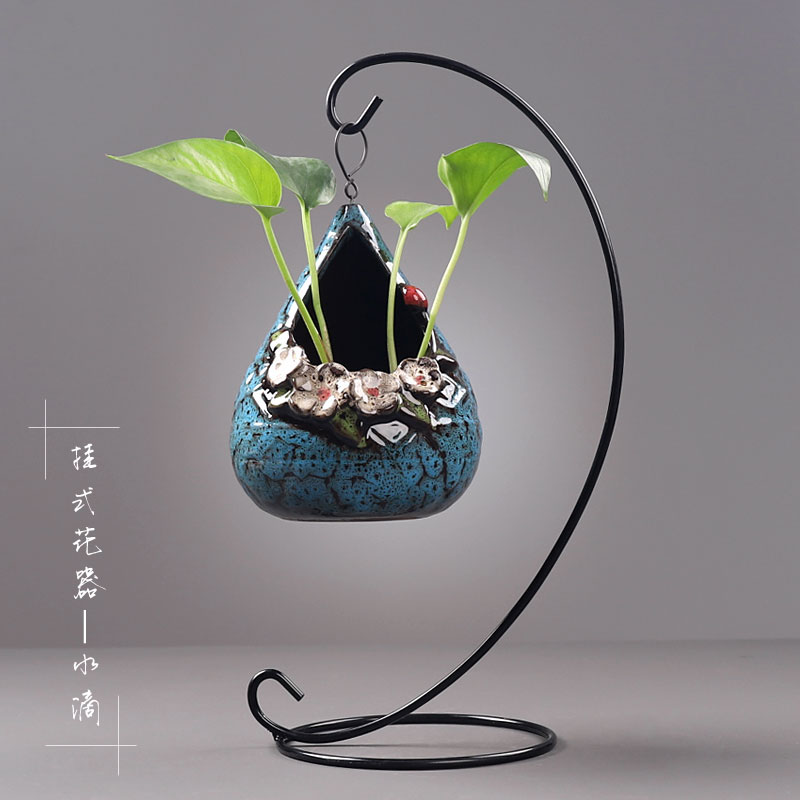 创意悬挂绿萝水培花瓶容器水养植物花盆鲜花插花陶瓷桌面装饰摆件 三维工匠 挂式花器-画 中等