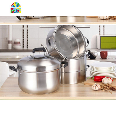 特厚304不锈钢蒸锅家用节能蒸锅 加厚电磁炉蒸饭锅不串味无孔蒸笼 FENGHOU 30cm加厚复底[四个格](鱼鳞网底)