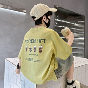 儿童装男童短袖T恤2026新款中大童纯棉男孩夏季薄款体恤上衣潮酷t