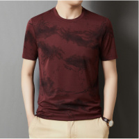 2025夏季新款中年男士薄款宽松基础短袖上衣套头圆领休闲T恤衫