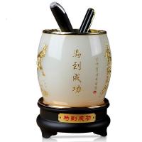 家柏饰(CORATED)马到成功琉璃玉笔筒摆件老师老板办公室桌面实用摆件商务礼品