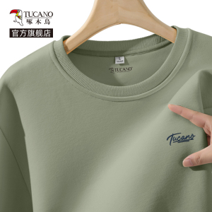 啄木鸟潮牌卫衣男无帽秋季字母印花外套男士圆领套头衫2025新款Y